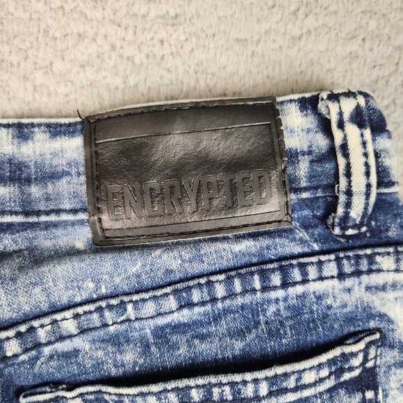 Encrypted Moto Jeans Boy's 16 Acid Wash Blue Denim Pants Stretch Distressed - Picture 8 of 15